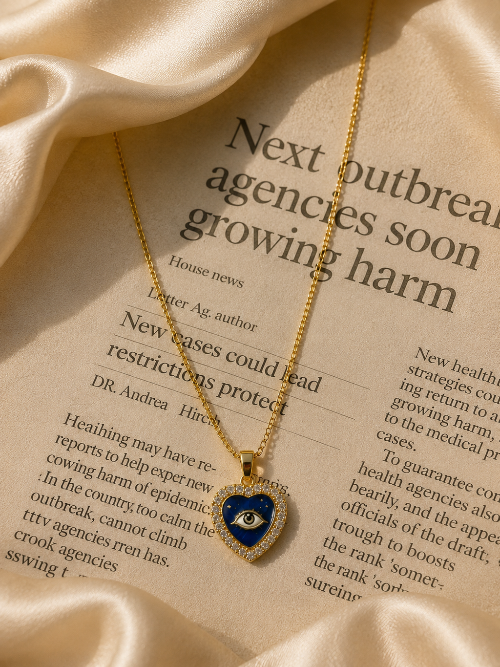 Blue Evil Eye Heart Necklace | 18K Gold Plated Waterproof Pendant
