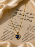 Blue Evil Eye Heart Necklace | 18K Gold Plated Waterproof Pendant