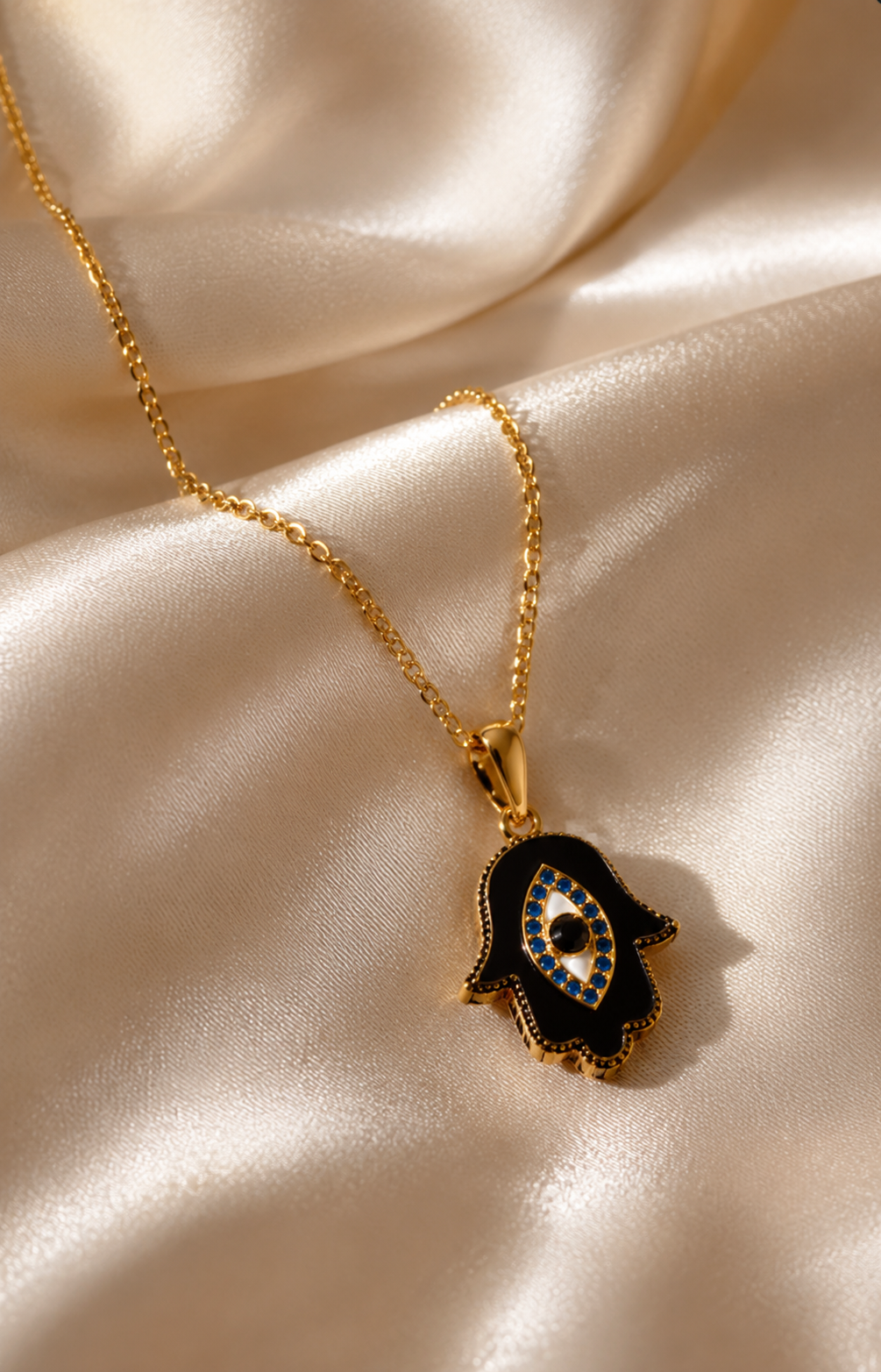 Evil Eye Hamsa Necklace | 18K Gold Plated Waterproof Pendant