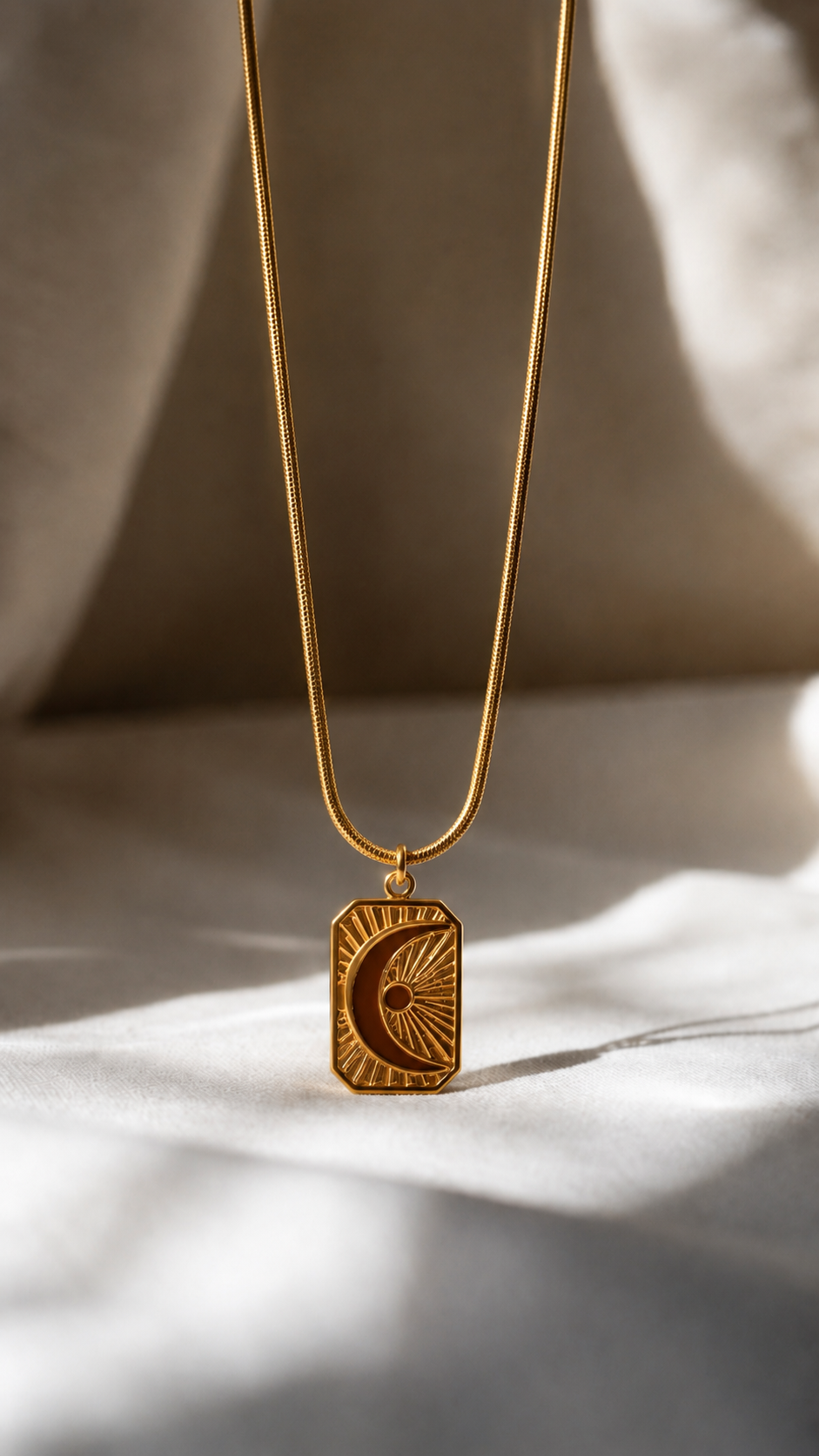 Celestial Moon Pendant Necklace | 18K Gold Plated Waterproof Necklace