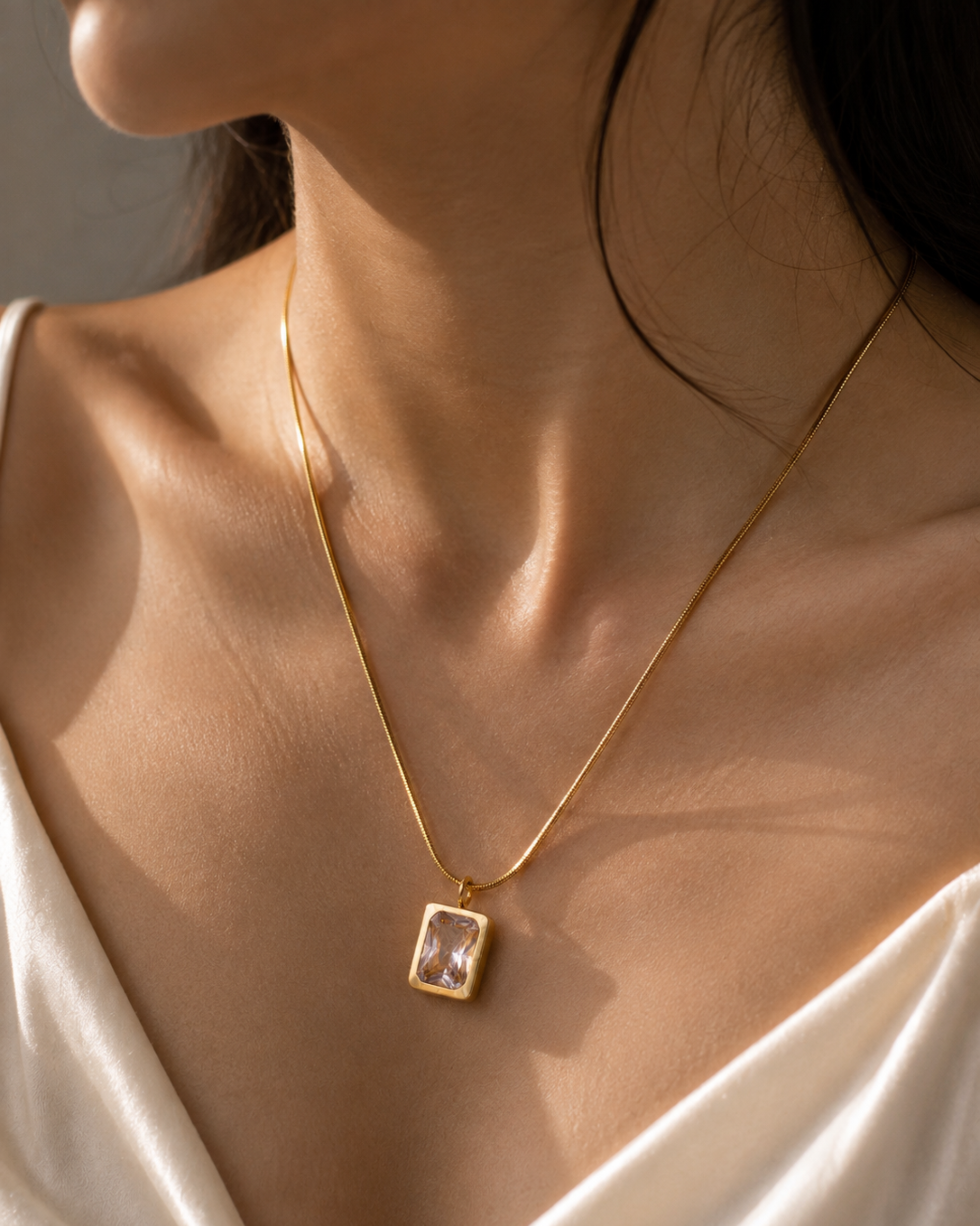 Elara Crystal Frame Necklace