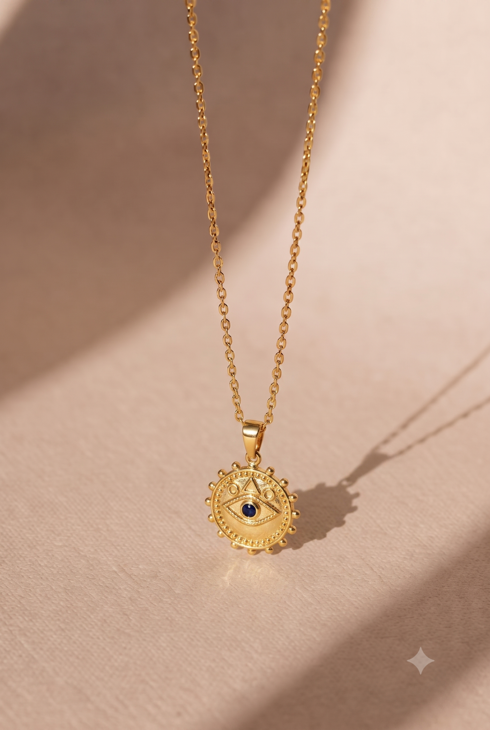 Evil Eye Medallion Necklace | 18K Gold Plated Waterproof Pendant
